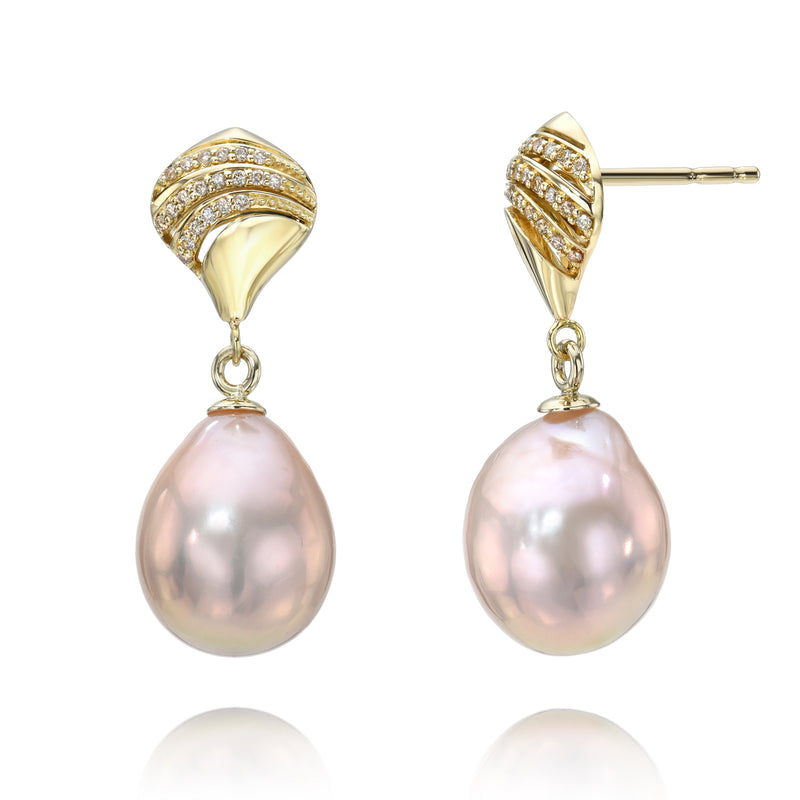Scallop with Pearl Earrings