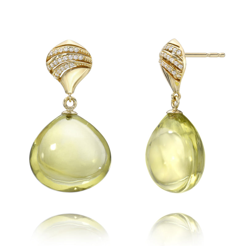 Scallop with Lime quartz Earrings