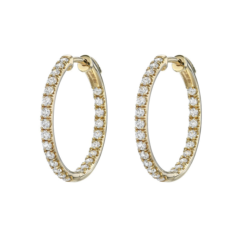 Diamond hoop earrings, D.18mm